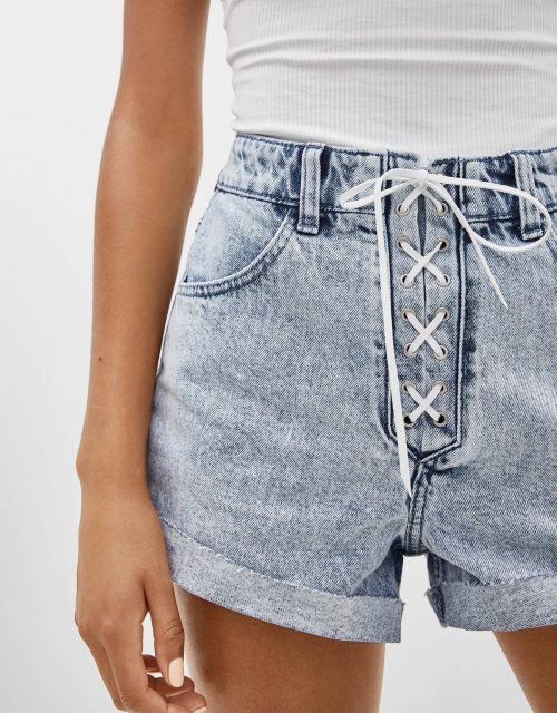 Tie-up Denim Shorts